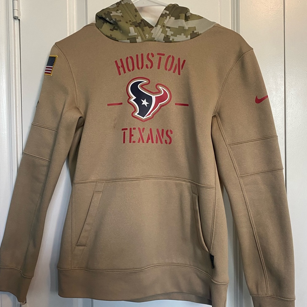 Houston Texans Salute to Service Tan Sideline Therma Hoodie Nike